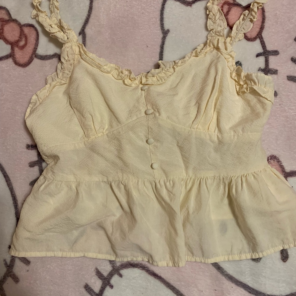Women's Cream Ruffled Top